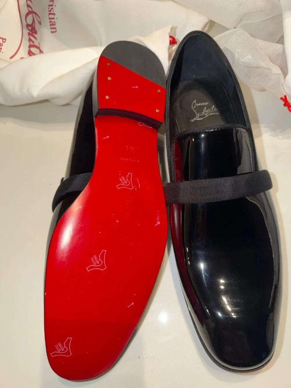 Men’s Black Patent Red Bottom Luxury Formal Tuxedo Loafers – EU 44 | BRAND NEW